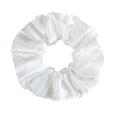 Imagem de DISANGNI Prendedores de cabelo de seda para prevenção de frizz e quebra, 22 Mommes puros 100% seda de amoreira sem danos, suportes de rabo de cavalo de seda elástica, 16 peças, cor aleatória (branco)