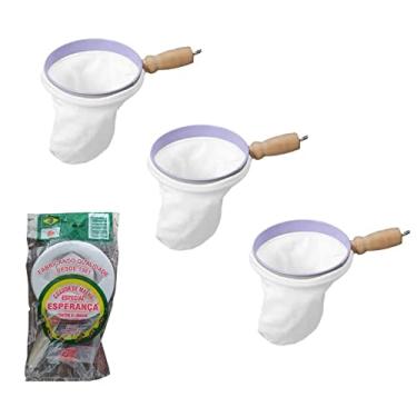 Imagem de Kit 3 Coador De Café Filtro De Malha Cabo De Madeira Pequeno