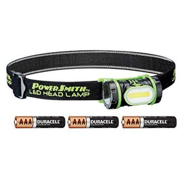 Imagem de PowerSmith PHL15F Lâmpada de LED de 150 lúmens à prova de intempéries com faixa de cabeça ajustável, cabeça giratória, luz branca alta/baixa/piscante, tempo de funcionamento de 18 horas e pilhas