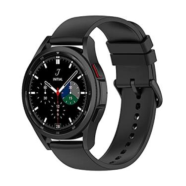 Imagem de Suoman Para Samsung Galaxy Watch 4 40 mm/44 mm e Galaxy Watch 4 pulseira clássica de 42 mm/46 mm, pulseira esportiva de silicone macio 20 mm para Samsung Galaxy Watch 4 - preta