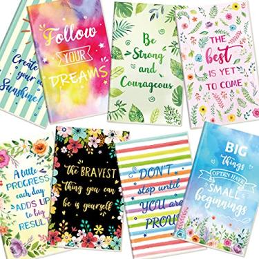 Imagem de Cadernos motivacionais pautados com bolso inspirador, lindos blocos de notas florais 8 designs