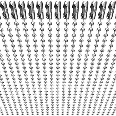 Imagem de Pacote com 50 - Colar de corrente de bola de identificação de cachorro, corrente de colar de contas para fazer joias DIY Artesanato, colar de etiqueta de cachorro em branco militar para homens, prata niquelado de metal 61 cm de comprimento e corrente de contas de esfera de 2,4 mm