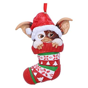 Imagem de Nemesis Now Gremlins Gizmo em meia enfeite decorativo festivo para o Natal, vermelho, 12 cm