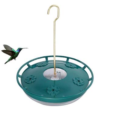 Imagem de Yajun Dispensador de água de pássaro alimentador garrafa bandeja de alimentação de plástico pendurado jardim flor ao ar livre gancho de ferro animal de estimação decoração externa, verde