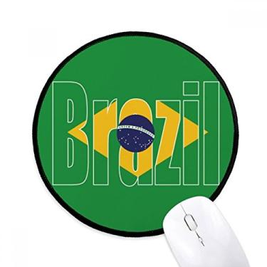 Imagem de DIYthinker Mouse pad com nome da bandeira do país do Brasil para mesa de escritório tapete redondo para computador