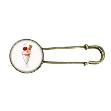 Imagem de Cereja copo cônico doce sorvete retrô broche de metal clipe jóias