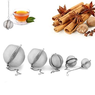 Imagem de Bola de infusão de coador de chá - Filtro de chá de malha de aço inoxidável para folhas, filtro de ervas e especiarias - - - Conjunto 5
