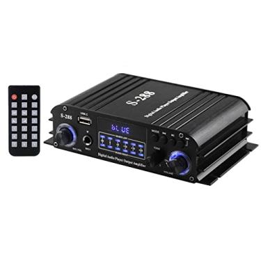Imagem de S-288 Mini Amplificador de Potência de Áudio Amplificador Digital BT5.0 de 4.1 Canais 50W*4 Sistema Receptor de Áudio Doméstico U Disco de Reprodução de Entrada MIC Display LCD com Controle
