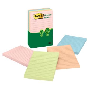 Imagem de Post-it Notas, almofada original, 10,6 cm x 15,8 cm, forrado, reciclado, cores pastel variadas, cinco almofadas por pacote