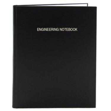 Imagem de Caderno de engenharia da BookFactory - 96 páginas (formato de grade de engenharia de 0,61"), 20,32 cm x 27,94 cm, caderno de laboratório de engenharia, capa, capa rígida costurada fina (EPRIL-LGS-A-T4-Size--Main), Black Imitation Leather, 8 7/8" x 11 1/4" – 312 pg