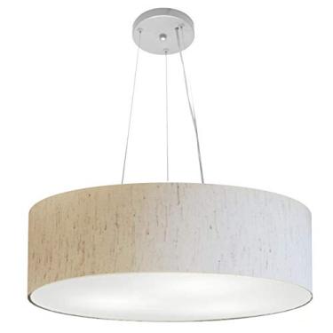Imagem de Lustre Pendente Cilíndrico Cúpula Tecido 80x15 cm, Vivare Iluminação, Pendente4136 LLA-35, Linho Bege, Gigante