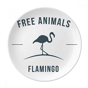 Imagem de Prato de desenho animado flamingo animal azul decorativo de porcelana salver talheres prato de jantar