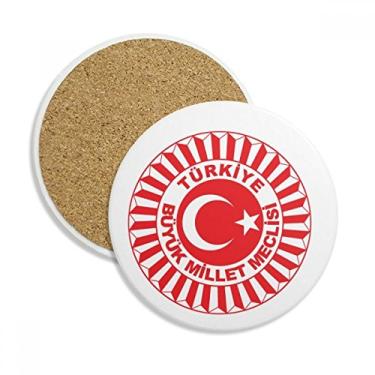 Imagem de Turquia, emblema nacional da Ásia, porta-copos, caneca de proteção de mesa, pedra absorvente