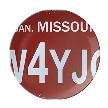 Imagem de Prato decorativo de porcelana com padrão de número de carro americano EUA Salver louças de jantar