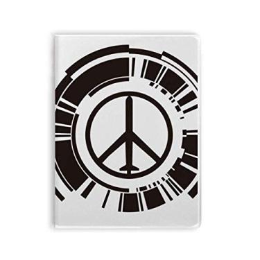 Imagem de Caderno com estampa de avião com símbolo da paz, design antiguerra e capa macia