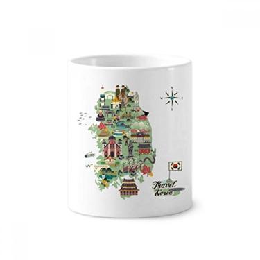 Imagem de Mapa de pontos de referência da Coreia, suporte de caneta, caneca de cerâmica com suporte para lápis