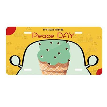 Imagem de DIYthinker Placa de licença com ilustração de sorvete verde para decoração de carro, dia da paz