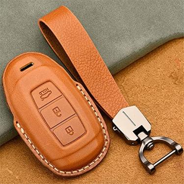 Imagem de TPHJRM Capa da chave do porta-chaves do carro em couro, adequado para Hyundai Santa Fe Palisade Destaque Kona Nexo Veloster Elantra GT Santa Fe i30