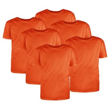 Imagem de Kit Com 6 Camisetas Básicas Algodão Laranja Tamanho P - Mc Clothing