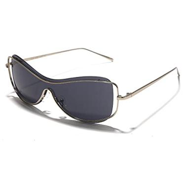 Imagem de Armações de metal sem aro Punk Mirror Óculos de sol fotocrômicos para mulheres e homens Óculos exclusivos de uma peça preto