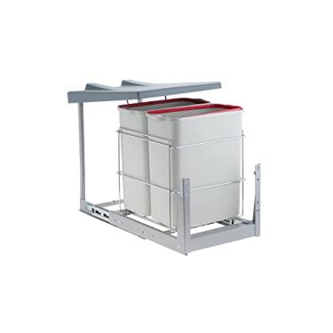 Imagem de Schmitt, 152072, Suporte com Lixeiras Dupla Deslizante Plásticas 20L Cozinha, cor Bege, Polipropileno