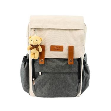 Imagem de Mochila Maternidade Impermeável Multiuso BH Store Cinza e Bege