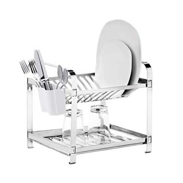 Imagem de Escorredor Mak Inox Aço Inox 12 Pratos Desmontado Porta Talher PP