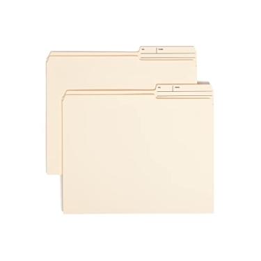 Imagem de Smead Pastas de arquivos, aba impressa com posição direita reforçada 2/5 cortes, altura guia, tamanho carta, manila, 100 por caixa (10388)