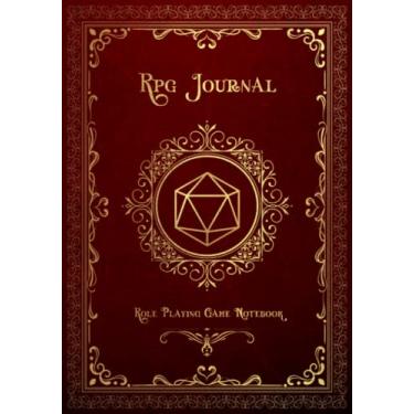 Imagem de RPG Journal: Role Playing Game Notebook | Mixed paper: Ruled, Graph, Hexagon, Dot Grid & Red Leather