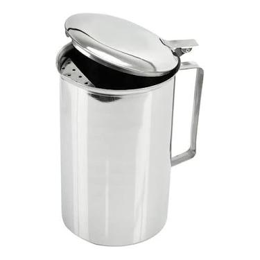 Imagem de Jarra de 2L Inox com Aparador de Gelo Espuma para Eventos Festas Buffet Suco Agua Refrigerante