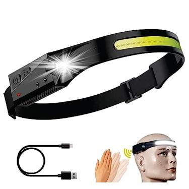 Imagem de Lanterna De Cabeça Led Recarregável Fita Ajustável Cob Usb Led Super Forte 350 Lúmens Resistente Água IPX4 Camping Trilha Ciclismo Aventura