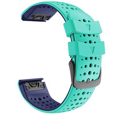 Imagem de EZZON Pulseira de silicone Quickfit para Garmin Fenix 6X Pro Watch Easyfit Pulseira de Pulso Para Fenix 6 Pro Smart Watch 26 22MM Strap (Cor: Azul Petróleo, Tamanho: 26mmFenix 6X 6X Pro)