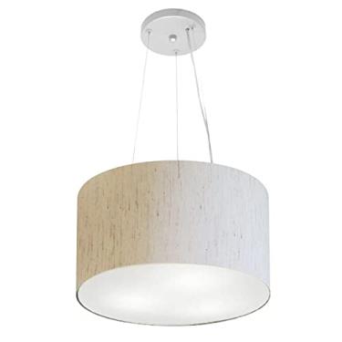 Imagem de Lustre Pendente Cilíndrico Cúpula Tecido 40x21 cm, Vivare Iluminação, Pendente4009 LLA-35, Linho Bege, Médio