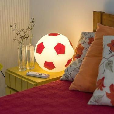Imagem de Luminaria Abajur Bola De Futebol - Branca E Vermelha - Home Hader