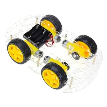 Imagem de Chassi Duplo Acrílico 4WD Robô - Kit Carro Robô 4WD para Arduino