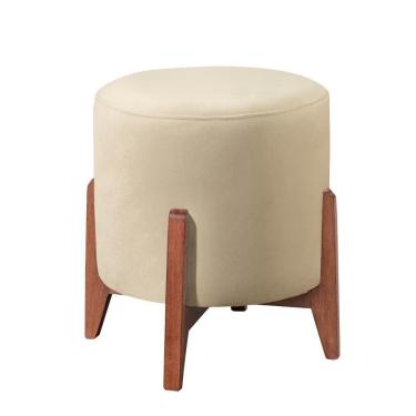 Imagem de Puff Banqueta Thor Luxo Madeira Maciça Castellar Móbile Veludo Bege Claro