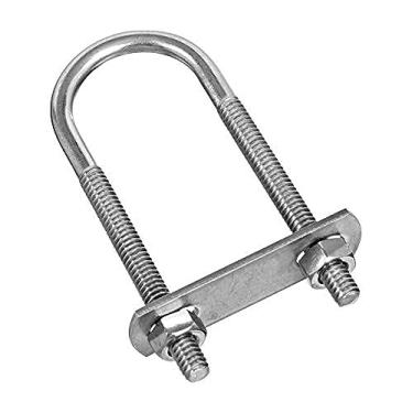 Imagem de 1/4" x 1-1/8" x 3-1/2" parafuso em U de aço inoxidável com placa e porcas (# 136SS)