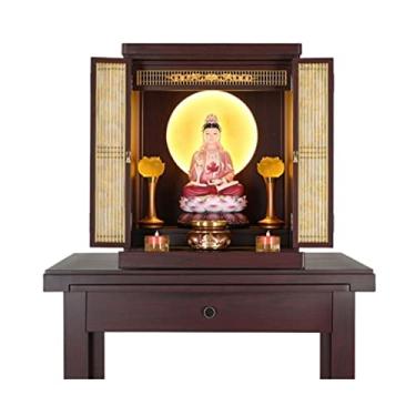 Imagem de Altar budista chinês nichos budistas com portas para uso doméstico, armários modernos e minimalistas para adorar Guanyin e o deus da riqueza. Armários de pendurar na parede estilo chinês para buda