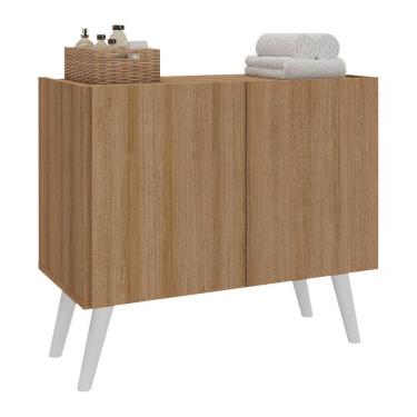 Imagem de Gabinete Armário De Banheiro 62,5cm Retrô 2 Portas Multimóveis Mp5045 Rustic/branco Rustic/branco
