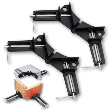 Imagem de Kit 2 Grampo De Canto Angular Aperto 90 Graus Esquadro Morsa 75mm Cantoneira P/Carpinteiro Marceneiro Marcenaria Madeira Metalurgia Metalúrgico Vidraçaria Vidraceiro Artesanato