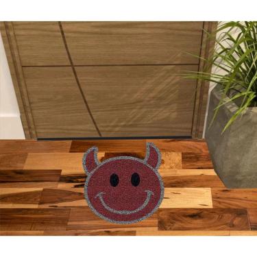 Imagem de Tapete Divertido Carinha de Capetinha 60X60cm Bordo