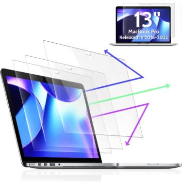 Imagem de Peslv Pacote com 3 protetores de tela antiluz azul para MacBook Pro 13 polegadas (2016-2022, M1, M2) e MacBook Air 13 polegadas (2018-2021, M1), 33.8 cm Mac Laptop Glare Filter protetor UV bloqueador