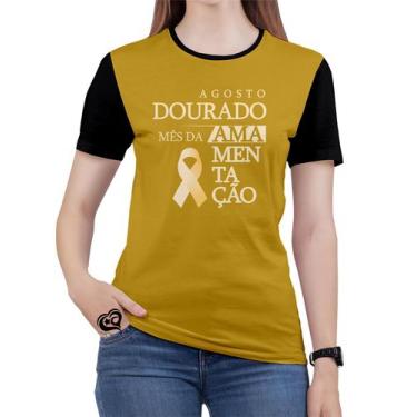 Imagem de Camiseta Agosto Dourado Plus Size Feminina Blusa - Alemark