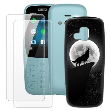 Imagem de MILEGOO Capa para Nokia 220 4G + 2 peças protetoras de tela de vidro temperado, capa ultrafina de silicone TPU macio à prova de choque para Nokia 220 (2,4 polegadas)