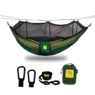 Imagem de Rede Portátil Descanso Contra Insetos Mosquiteiro Individual Solteiro c/Cinta Fácil Fixação