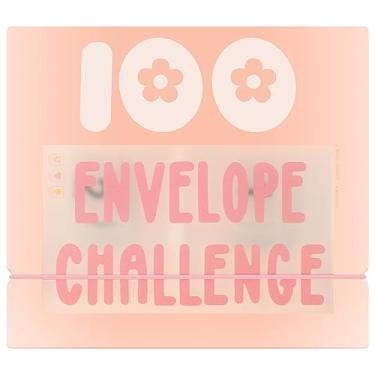 Imagem de Fichário de desafio de 100 envelopes Livro de fichário de orçamento reutilizável com envelopes de dinheiro Fichário de economia de dinheiro Organizador de dinheiro portátil Fichário de desafios de pou