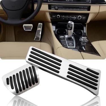 Imagem de Vinzecle Kit de almofadas de pedal de desempenho antiderrapante compatível com BMW 3 4 5 7 Series X3 X4 X5 X6, capas de pedal de freio e acelerador de gás de alumínio sem perfuração automática -