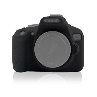 Imagem de Capa de câmera para Canon EOS Rebel T6 T7 T5, capa protetora de silicone macio antiarranhões para câmera DSLR Canon EOS 1500D Rebel T7 / EOS 1300D Rebel T6 (preto)