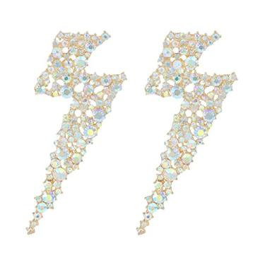 Imagem de Met-edianger Brincos de strass de relâmpago com pingente de gota de cristal para mulheres e meninas, Zinco, Vidro