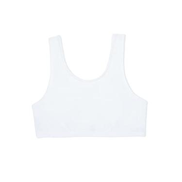 Imagem de Fruit of the Loom Pacote com 3 sutiãs esportivos elásticos de algodão para meninas em cores do dia a dia, Branco/Branco., 38
